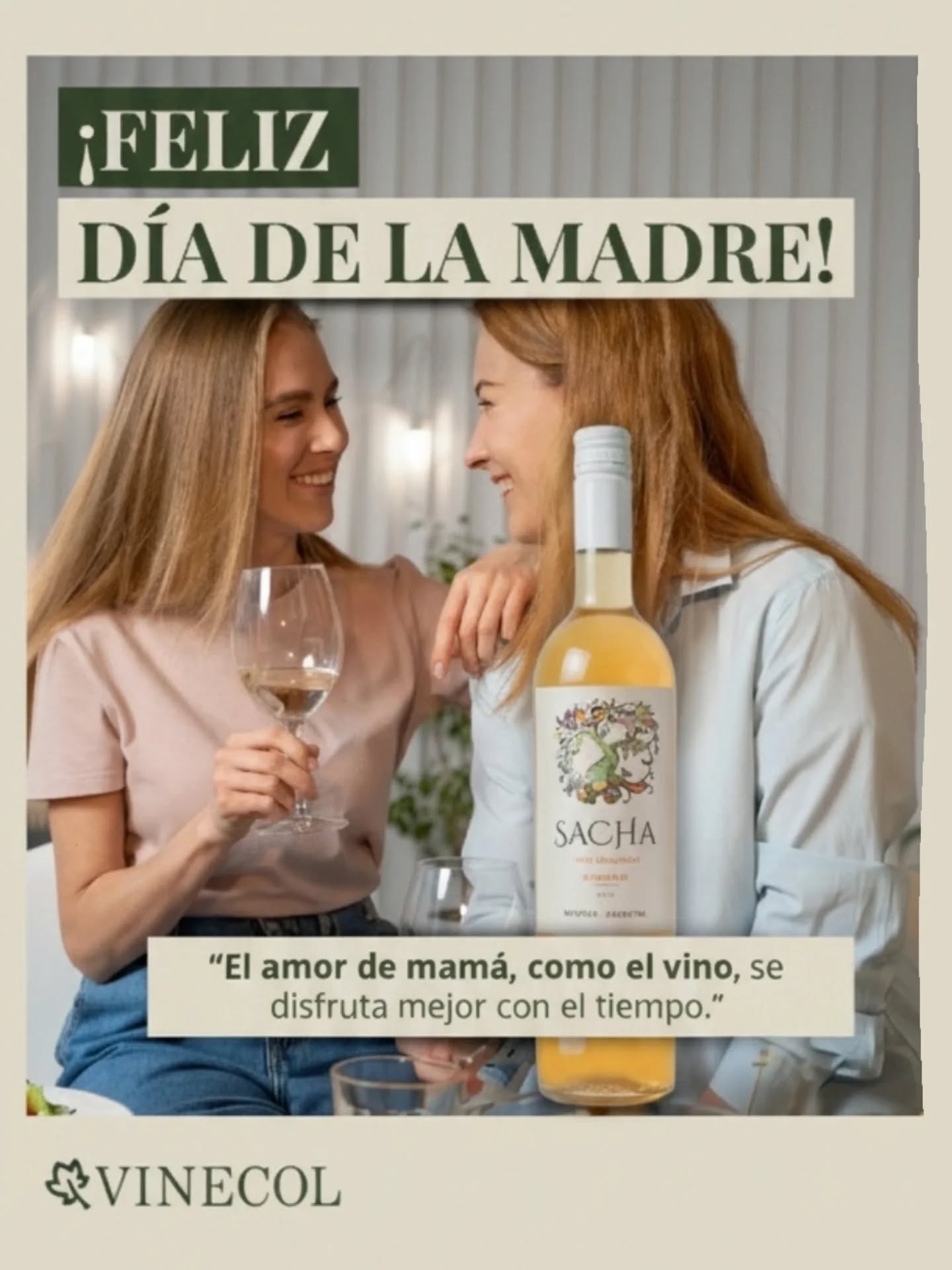¡Feliz Día de la Madre! Un amor que se engrandece con los años. 🍇
​ “El amor de mamá, como el vino, se disfruta mejor con el tiempo.”

​Hoy brindamos por esa conexión inigualable, por el paso de los años que nos regala sabiduría y por el amor que nos llena la vida.

​En este día tan especial, descorchá un Vinecol y celebrá junto a la persona más importante

¡Salud por ella!
​#FelizDíaDeLaMadre #Vinecol #VinoArgentino #DíaDeLaMadreArgentina #BrindisPorMamá #AmorEterno